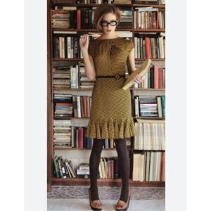 Eva Franco yellow textured print silk blend business casual dress size 10